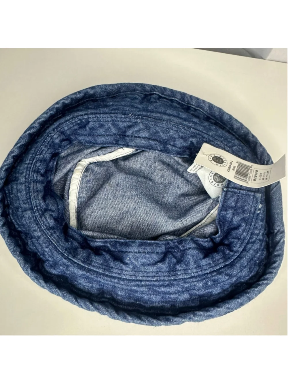 NWT Vintage Baby Division Baby Blue Denim Bucket Hat Size Medium (6-12 Months)